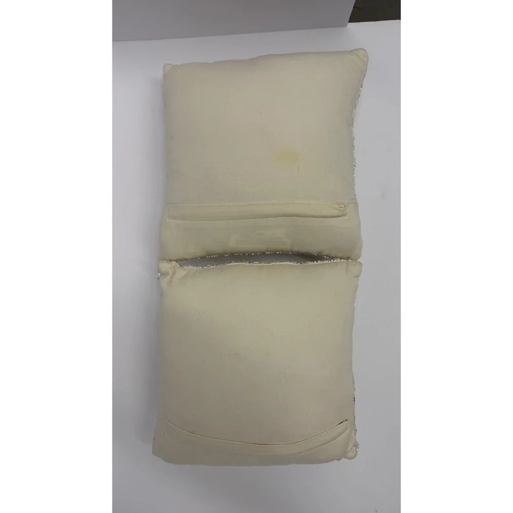 Set of 2 Beaded Decorative Pillows Cream Ivory Champagne Square 5 x 5